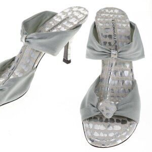 Donald J Pliner Silver White Mule Sandal sz 8 1/2 N Met Mesh/Kogi Open Toe Jolan
